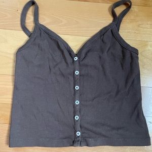brandy melville brown button up tank top